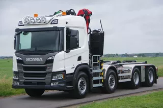 Scania P P460 GERESERVEERD 8x4 WSG 43-ton met Palfinger Q200Z95TR epsilon kraan en 30-tons VDL haakarm