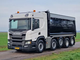 Scania 10x4 Quadro 46-ton met hefbare uitschakelbare 5de as en Gijsbertsen achterover kipper